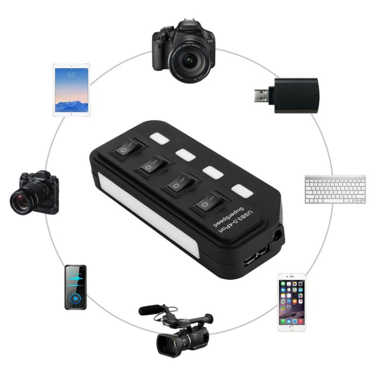 Концентратор USB 3.0 на 4 порта с индивидуальными переключателями для каждого порта передачи данных