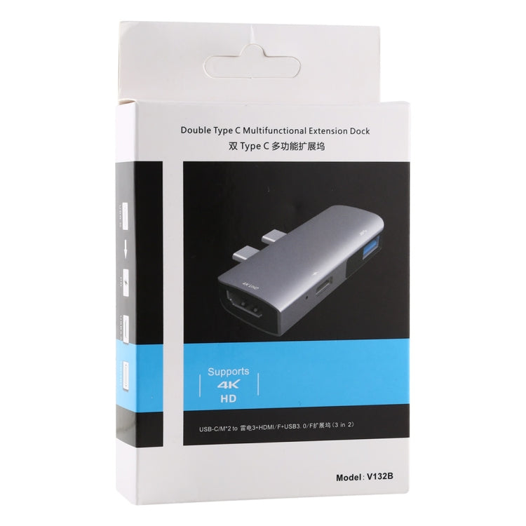 Двойной порт USB-C/Type-C на PD + USB 3.0 + многофункциональный удлинительный концентратор-адаптер HDMI
