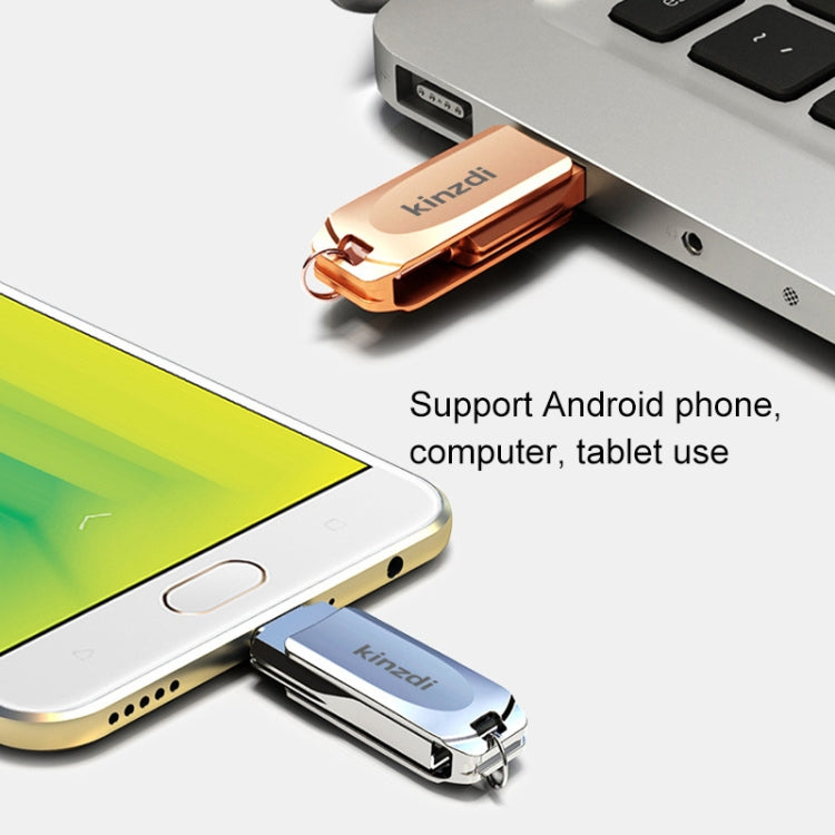 Флеш-диск Kinzdi 32 ГБ USB + Type-C с металлическим креплением V8