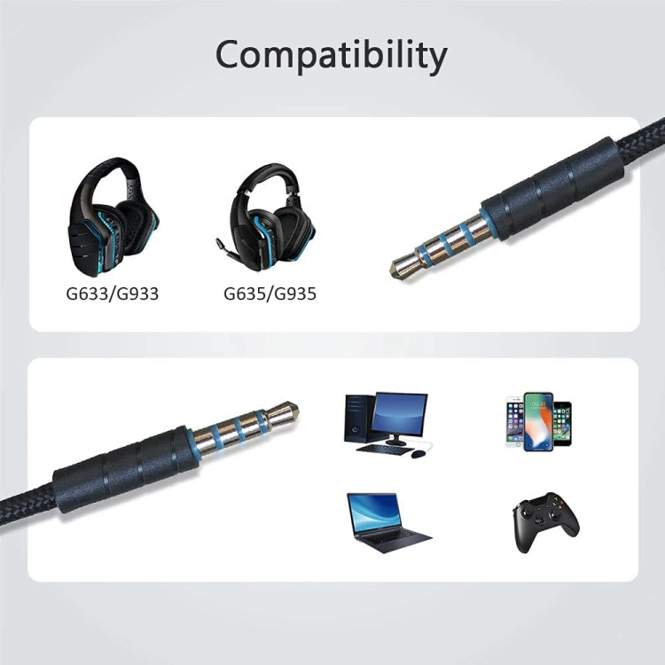 Аудиокабель ZS0195 для игровой гарнитуры Logitech G633 / G635 / G933 / G935 3,5 мм, длина кабеля: 1,5 м
