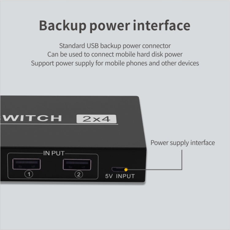 USB-коммутатор 2x4, 2 порта, ПК, совместное использование 4 устройств для принтера, клавиатуры, мыши, монитора
