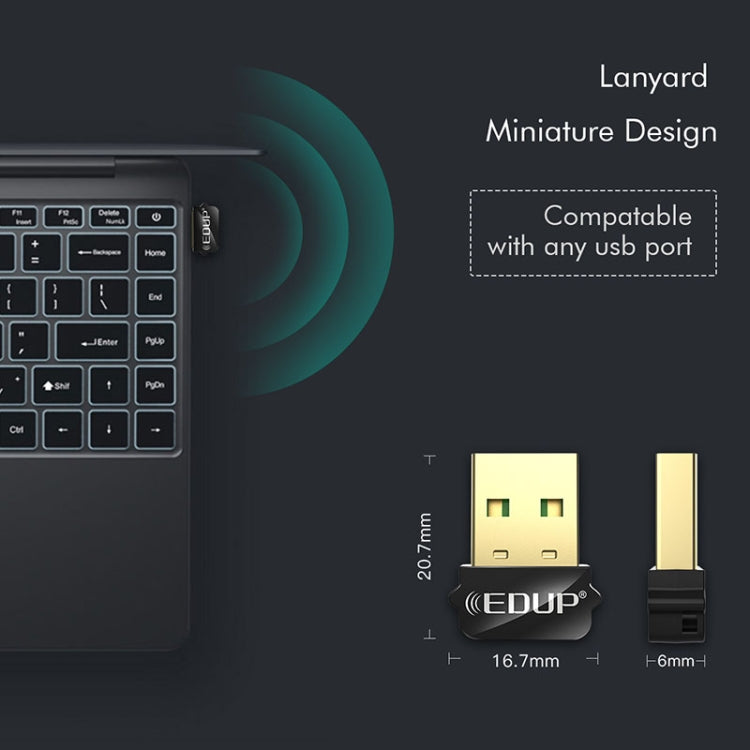 Адаптер USB WIFI EDUP EP-AC1651, 650 Мбит/с, двухдиапазонный, 5G/2,4 ГГц, внешняя беспроводная сетевая карта, приемник Wi-Fi Dongle для ноутбука Windows MacOS