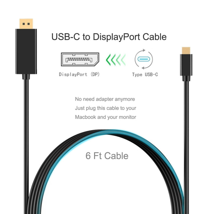 Кабель-адаптер 4K 60 Гц Type-C - DP DisplayPort, длина кабеля: 1,8 м