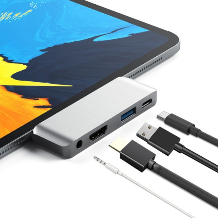 4 в 1 Type-C/USB-C на HDMI + AUX + USB + PD Type-C/USB-C HUB адаптер многофункциональная HD док-станция