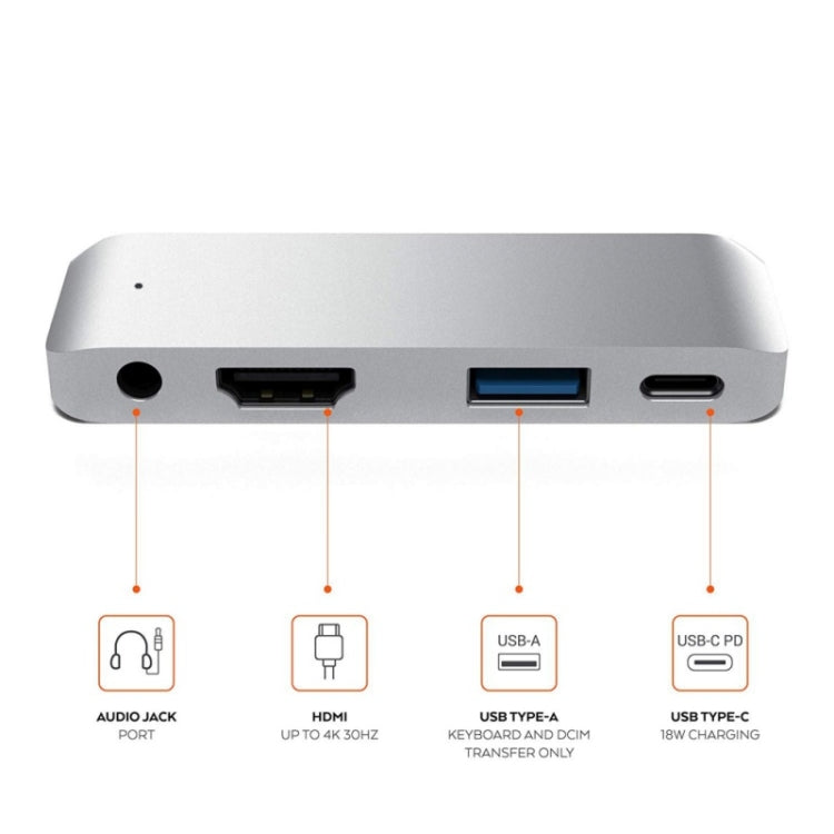 4 в 1 Type-C/USB-C на HDMI + AUX + USB + PD Type-C/USB-C HUB адаптер многофункциональная HD док-станция