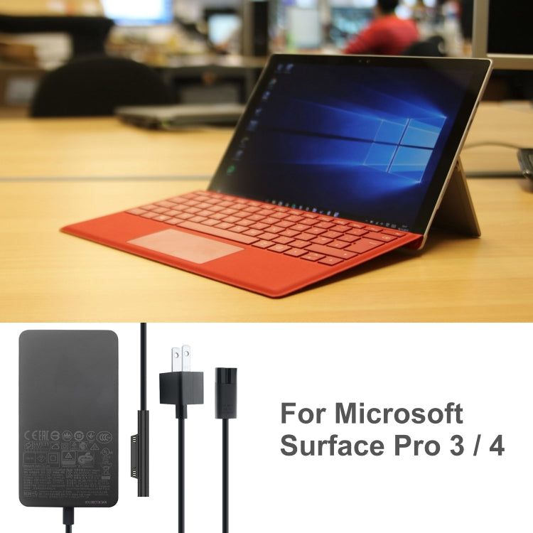 36W 12V 2.58A / 5V 1A maiņstrāvas adaptera lādētājs Microsoft Surface Pro 3/4, ASV spraudnis
