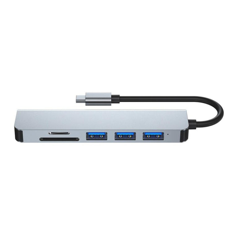 6 vienā C tipa uz 3 x USB portiem + SD/TF karti + HDMI dokstaciju