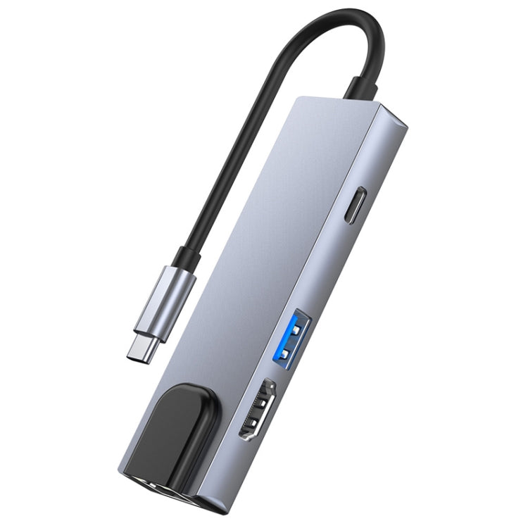 Адаптер 6 в 1 Type-C на HDMI + RJ45 + SD / TF + PD + USB HUB