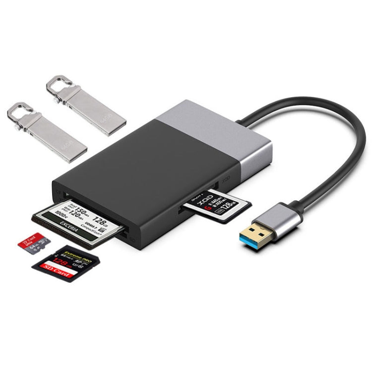 Адаптер-концентратор USB 3.0 на USB 3.0 x 2 (6 в 1) + карта CF + карта TF + карта SD + карта XQD