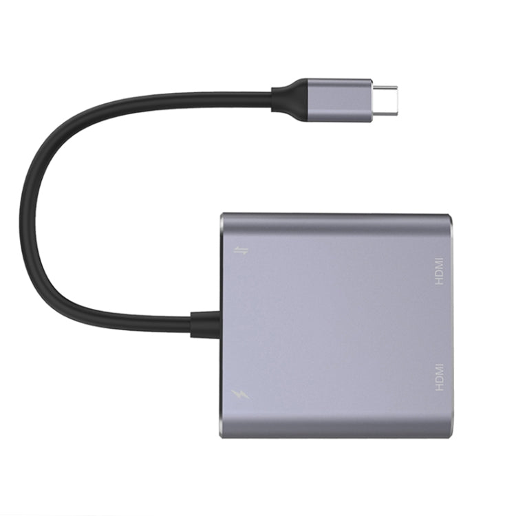 Адаптер 4 в 1 Type-C на Dual HDMI + USB + Type-C HUB
