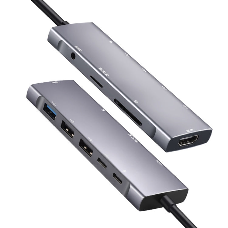 Адаптер 9-в-1 USB Type-C на HDMI + USB3.0x3 + Type-C + PD + SD/TF + аудиохаб
