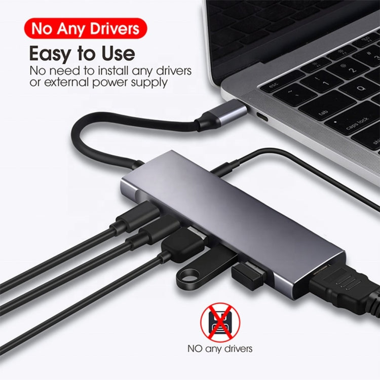 Адаптер 9-в-1 USB Type-C на HDMI + USB3.0x3 + Type-C + PD + SD/TF + аудиохаб
