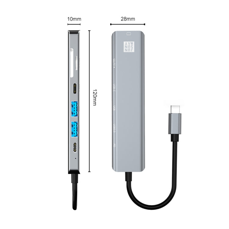 Док-станция JUNSUNMAY 7-в-1 с Type-C на HDMI 4K, адаптер для быстрой зарядки PD, устройство для чтения карт SD/TF