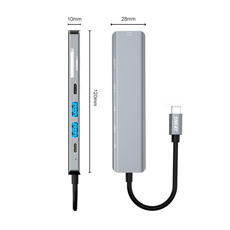 Док-станция ENKAY Hat-Prince 7-в-1 Type-C на 4K HDMI с адаптером PD Quick Charge Hub