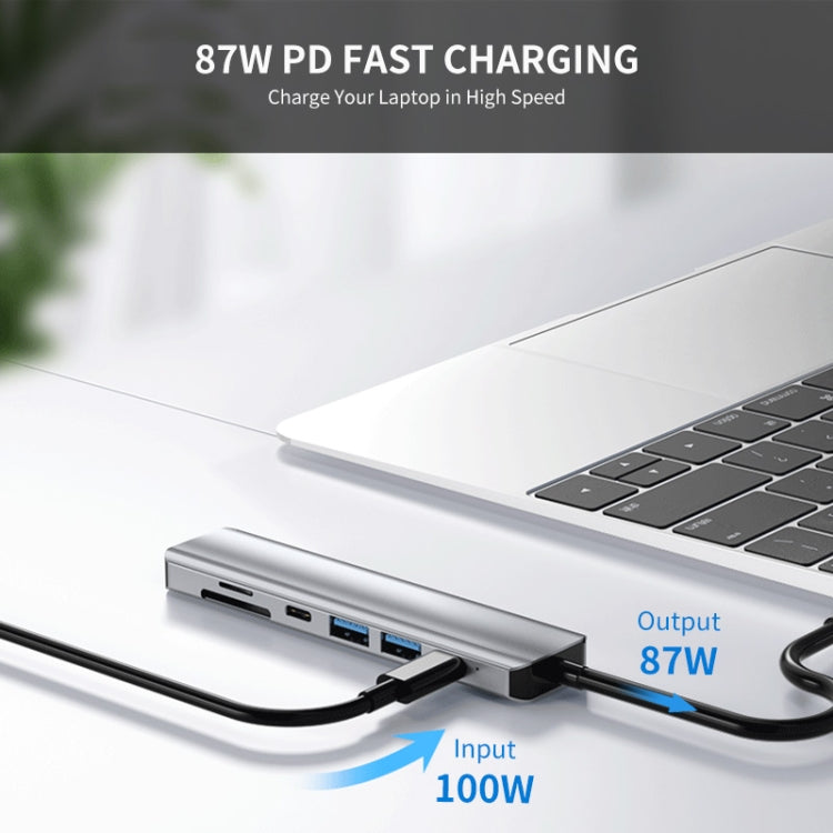Док-станция ENKAY Hat-Prince 7-в-1 Type-C на 4K HDMI с адаптером PD Quick Charge Hub