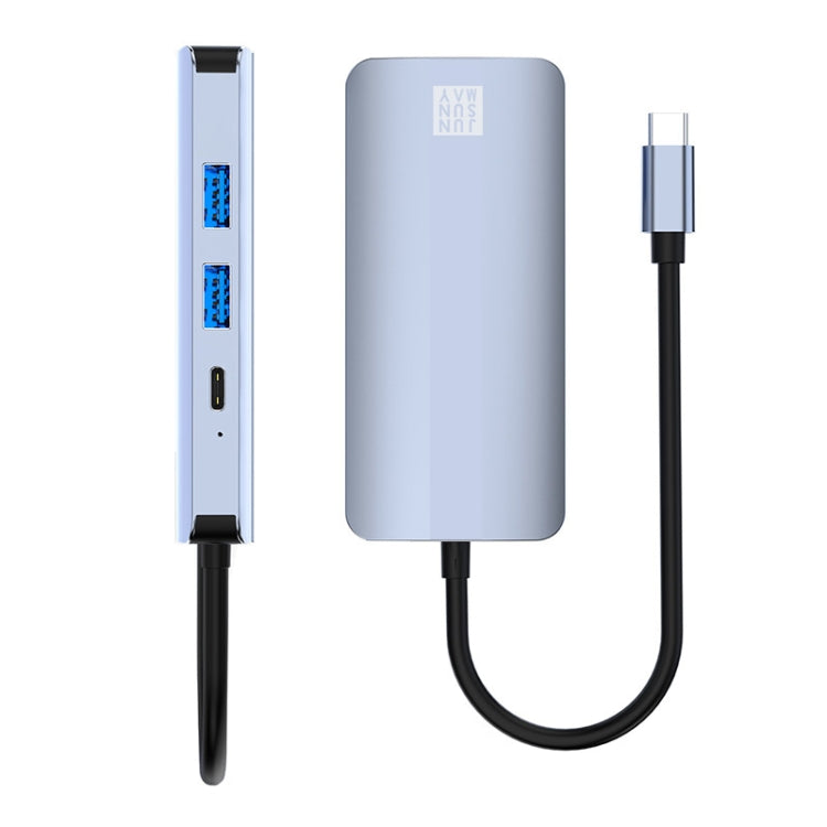 Док-станция JUNSUNMAY 7-в-1 Type-C на 4K HDMI + VGA + 3,5 мм аудиоадаптер PD Quick Charge Hub
