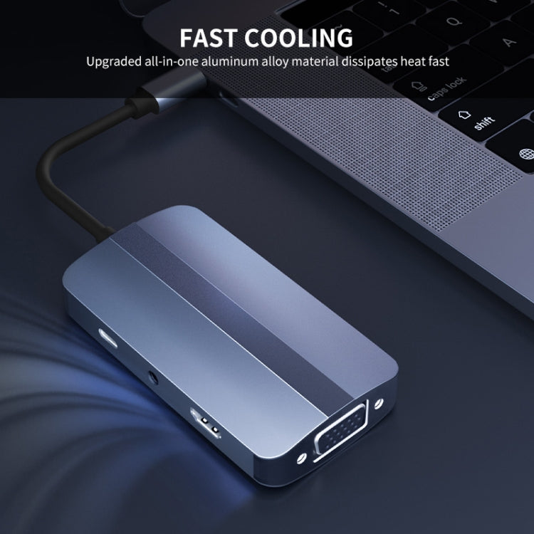 Док-станция JUNSUNMAY 7-в-1 Type-C на 4K HDMI + VGA + 3,5 мм аудиоадаптер PD Quick Charge Hub