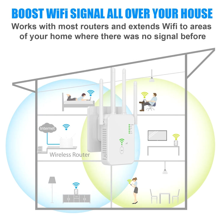 U10 1200Mbps Signal Booster WiFi Extender WiFi Antenna Dual Band 5G Wireless Signal Repeater