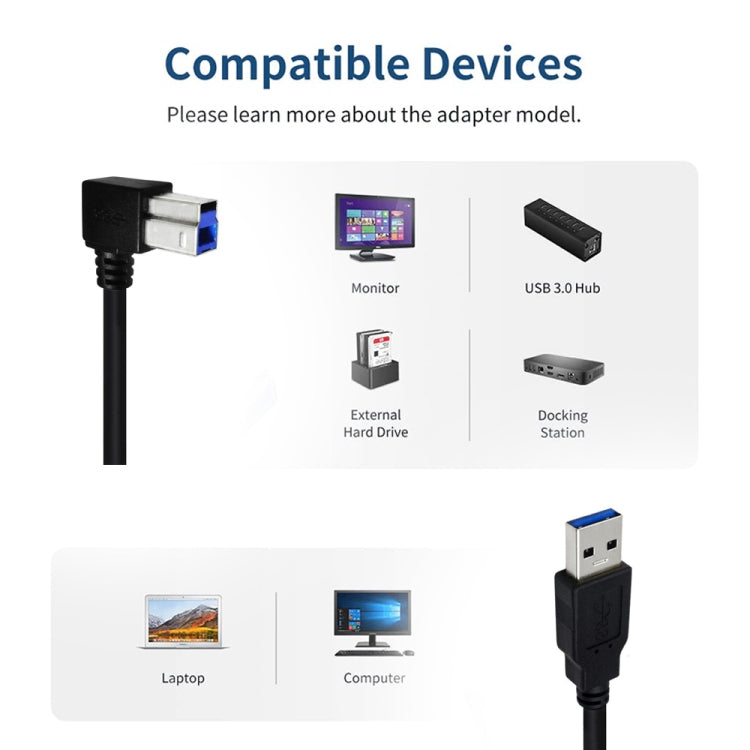 JUNSUNMAY USB 3.0 A Male to USB 3.0 B Male Adapter Cable Cord 1.6ft/0.5M for Docking Station, External Hard Drivers, Scanner, Printer and More