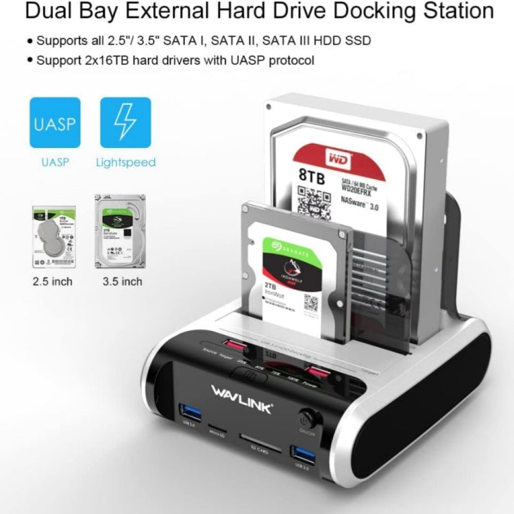 Wavlink ST336A SSD HDD Fast Offline Clone SATA USB 3.0 External Hard Drive Case
