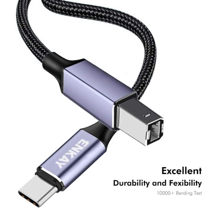 Кабель-переходник ENKAY ENK-CB170 USB C / Type-C на USB 2.0 B для принтера и сканера, нейлоновый плетеный
