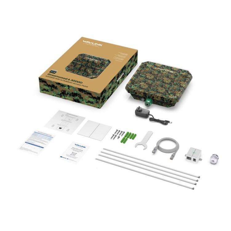 WAVLINK WN573HP3 iebūvēta 12dBi virziena antena āra AX3000 divjoslu atkārtotājs