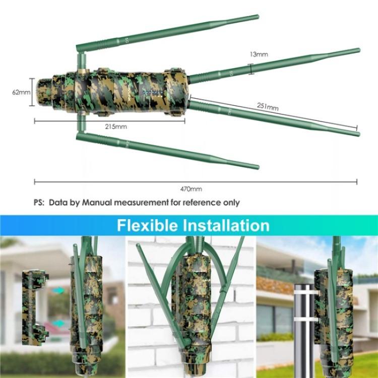 WAVLINK WN572HP3 ar PoE augstas jaudas antenām AC1200 divu joslu WiFi paplašinātājs
