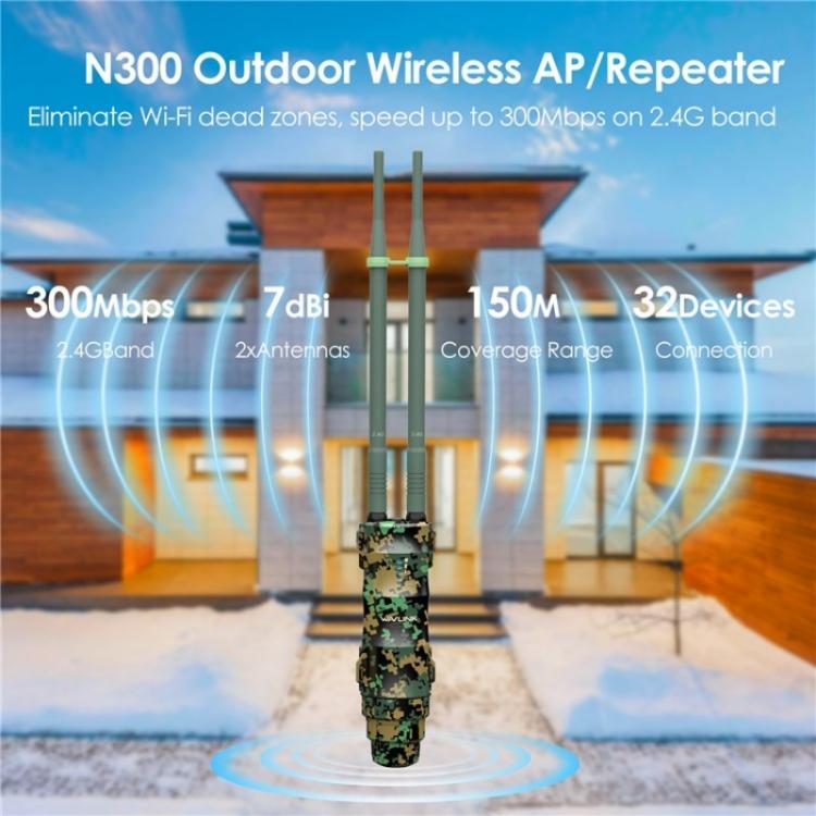 WAVLINK WN570HN2 Poe laikapstākļiem izturīgs WiFi paplašinātājs 300Mbps lielas jaudas āra maršrutētājs