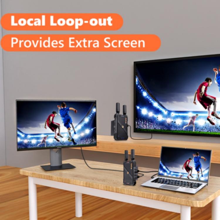 BOVBOX 082 1080P H.265 zema latentuma 400 m raidītājs-uztvērējs HDMI bezvadu paplašinātājs