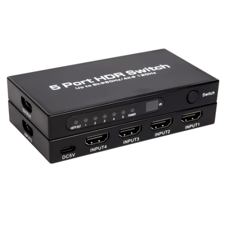 Q8-5 For Home Theater / Office HDMI 2.1 5x1 Switch 8K 60Hz Gaming Video Switcher Control