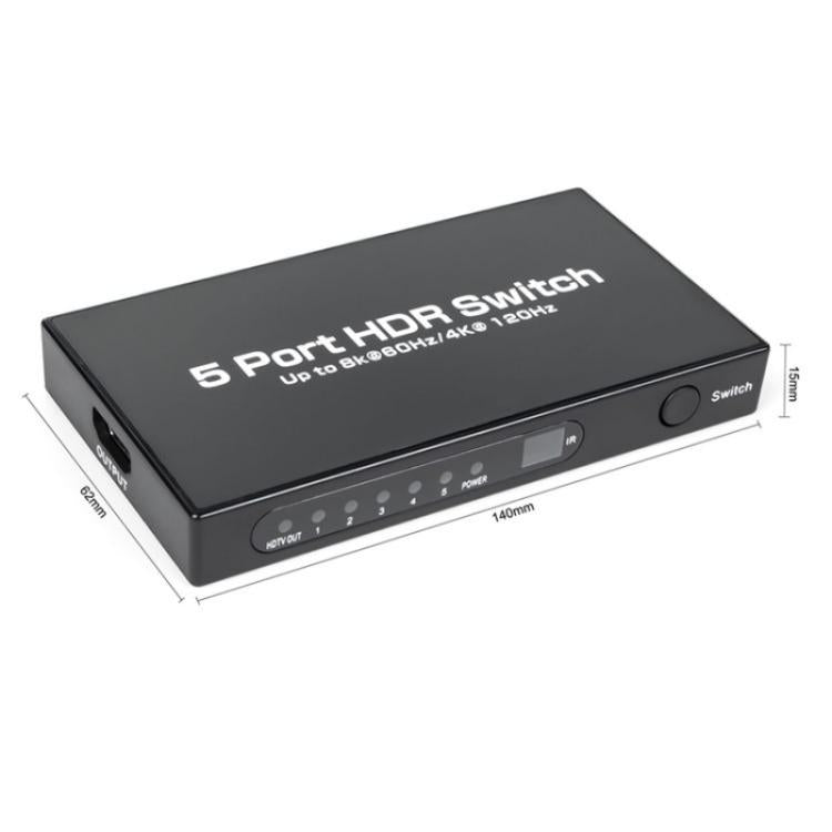 Q8-5 For Home Theater / Office HDMI 2.1 5x1 Switch 8K 60Hz Gaming Video Switcher Control