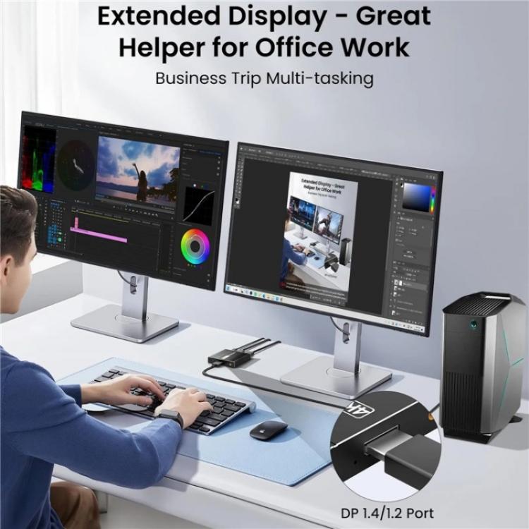 Аудиоэкстрактор FD 1X2 4K 144 Гц, разветвитель DisplayPort 1.4 на два DisplayPort MST Hub