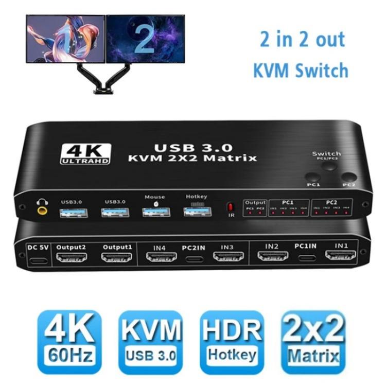 K3-1 4K 60 Гц USB 3.0 двухэкранный удлинитель HDMI Matrix 2x2 KVM-переключатель