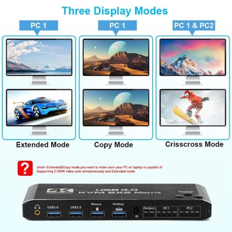K3-1 4K 60 Гц USB 3.0 двухэкранный удлинитель HDMI Matrix 2x2 KVM-переключатель