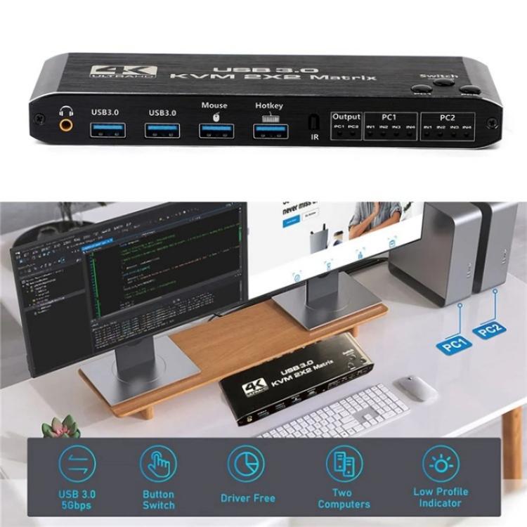 K3-1 4K 60 Гц USB 3.0 двухэкранный удлинитель HDMI Matrix 2x2 KVM-переключатель
