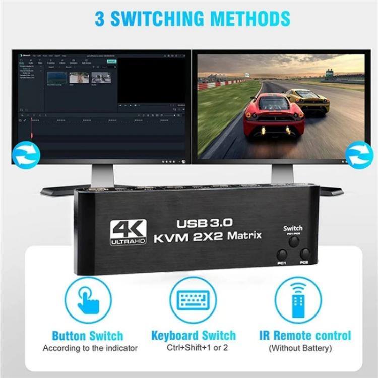 K3-1 4K 60 Гц USB 3.0 двухэкранный удлинитель HDMI Matrix 2x2 KVM-переключатель