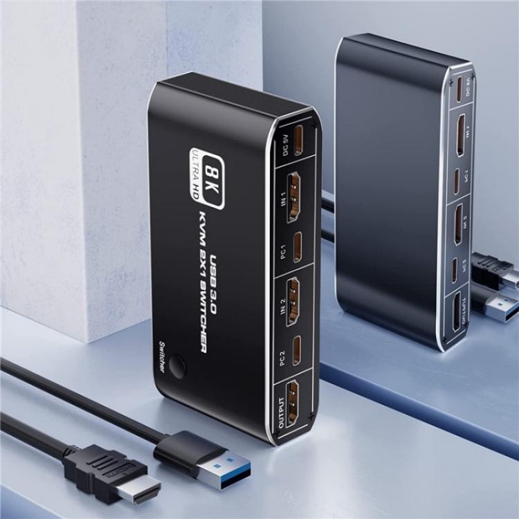 Игровая консоль K4 для ноутбука 8K Ultra HD USB 3.0 KVM 2x1 коммутатор 2 входа 1 выход HDMI 2.1 конвертер