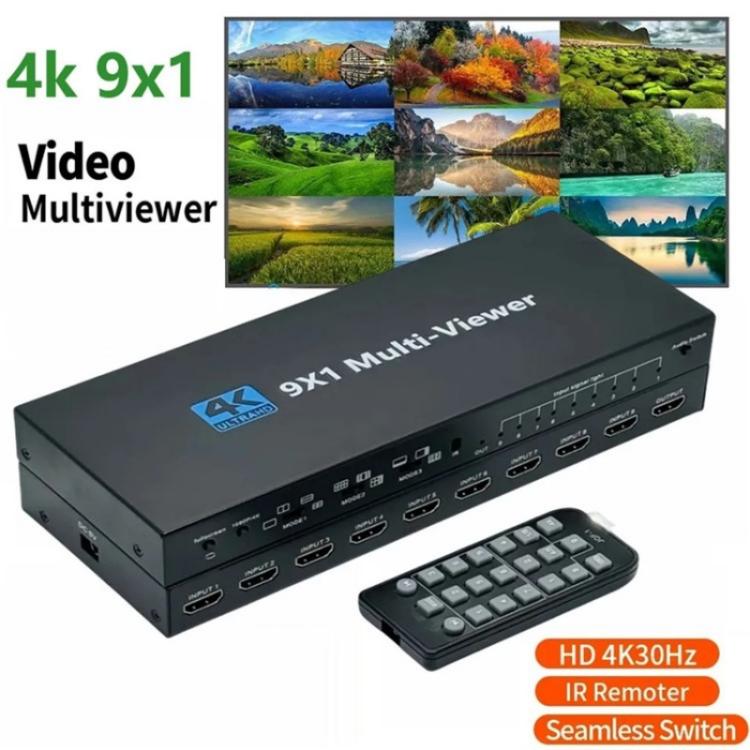 JQF1 9-в-1 выходной коммутатор-адаптер, разветвитель экрана, 4K HDMI, многооконный коммутатор