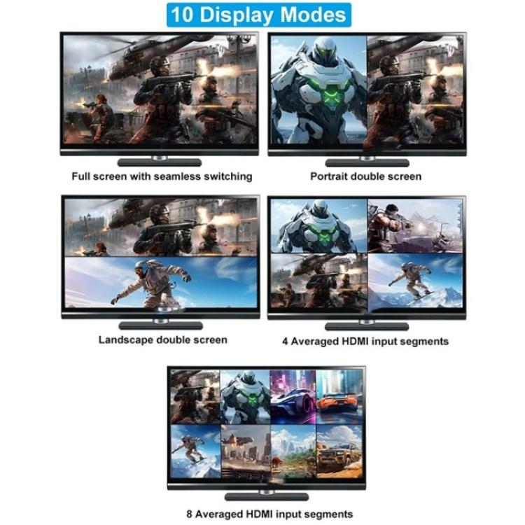 JQF1 9-в-1 выходной коммутатор-адаптер, разветвитель экрана, 4K HDMI, многооконный коммутатор