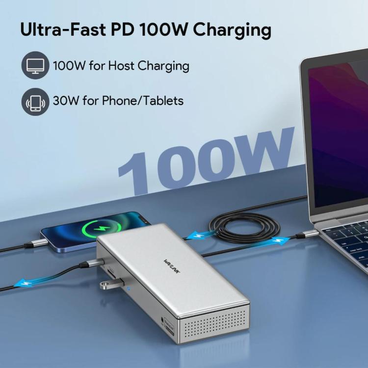 WAVLINK UG69PD12 DisplayLink dokstacija četriem monitoriem klēpjdatoriem M1 / M2 / Mac un Windows