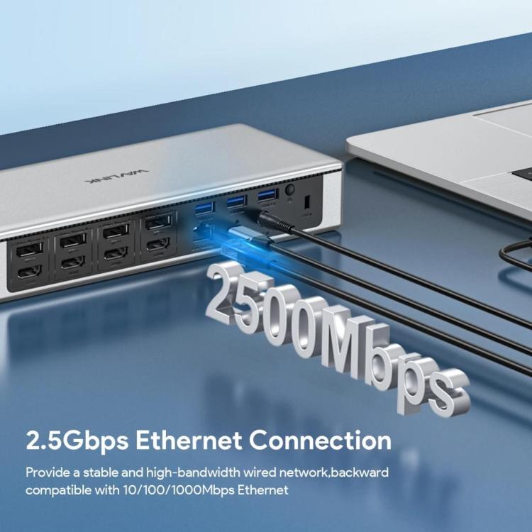 WAVLINK UG69PD12 DisplayLink dokstacija četriem monitoriem klēpjdatoriem M1 / M2 / Mac un Windows