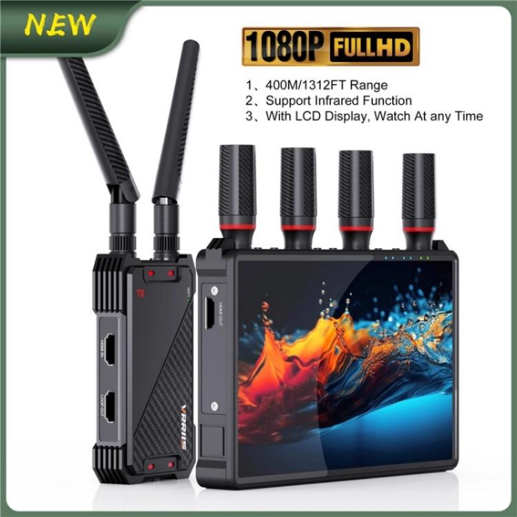 VRRIIS 083H 400M diapazona 7 collu LCD ekrāns HDMI paplašinātājs Bezvadu HDMI raidītājs-uztvērējs