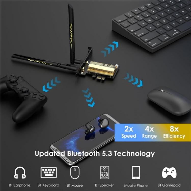 WAVLINK WN675X3-C WiFi 6E Pcie WiFi tīkla kartes adapteris trīsjoslu AX210 AX5400