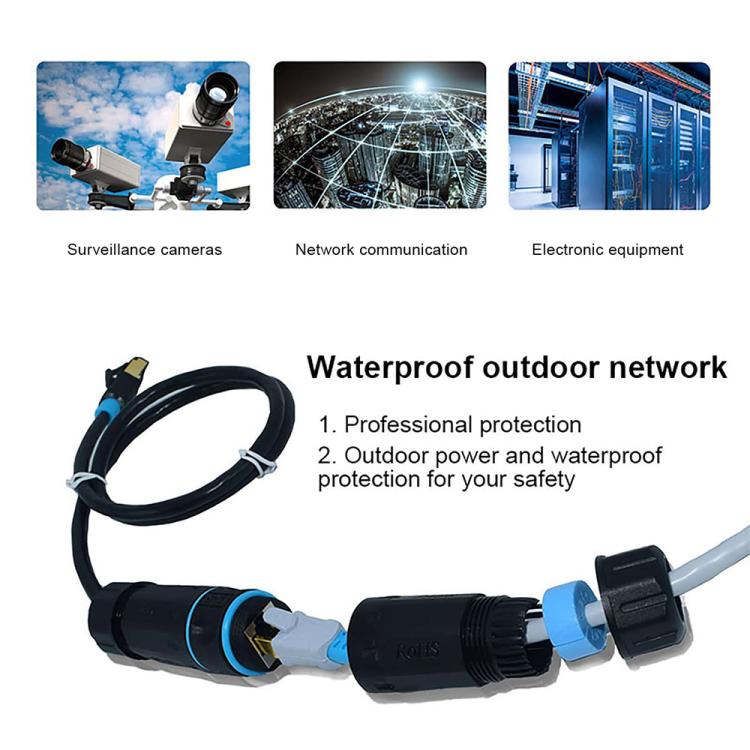 JUNSUNMAY IP68 ekranēts tīra vara ūdensnecaurlaidīgs gigabitu RJ45 Ethernet savienotājs Cat5/Cat5e/Cat6/Cat7/Cat8