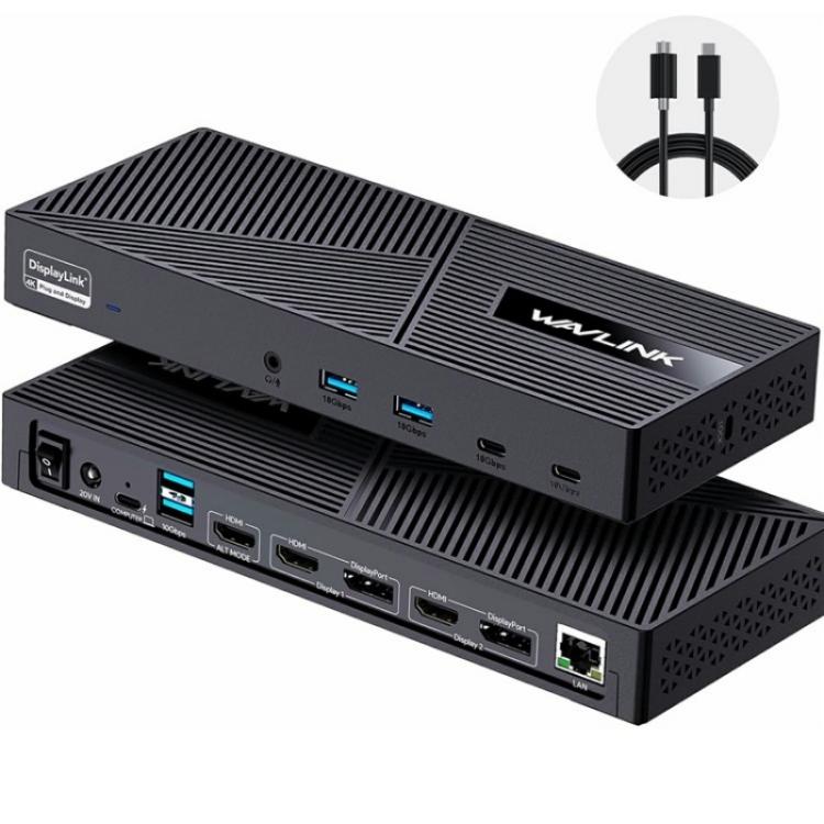 Док-станция WAVLINK UG63PD25 15-в-1 DisplayLink с поддержкой трёх дисплеев и мощностью 130 Вт