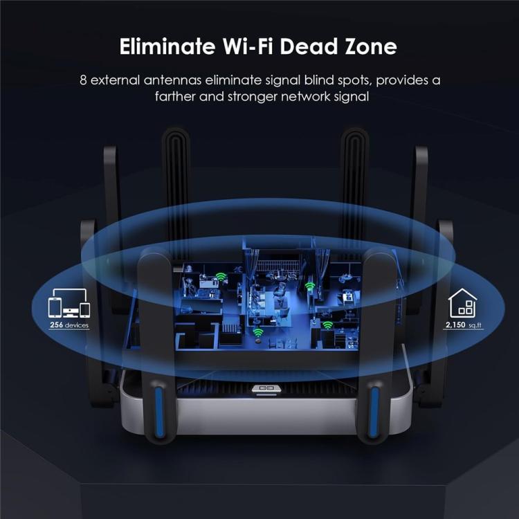 WAVLINK WN592AX6 2.5G vairāku gigabaitu portu četrkodolu procesors AX6000 divjoslu WiFi 6 maršrutētājs
