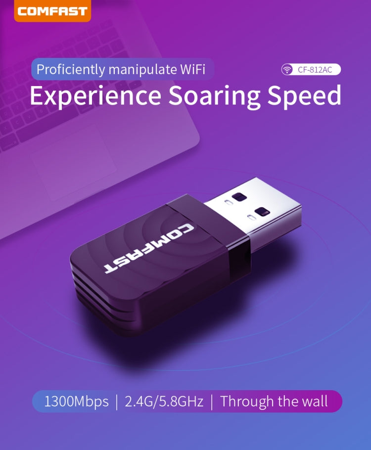 COMFAST CF-812AC USB WiFi Adapter-1300 Mbps USB di Rete Wireless wifi