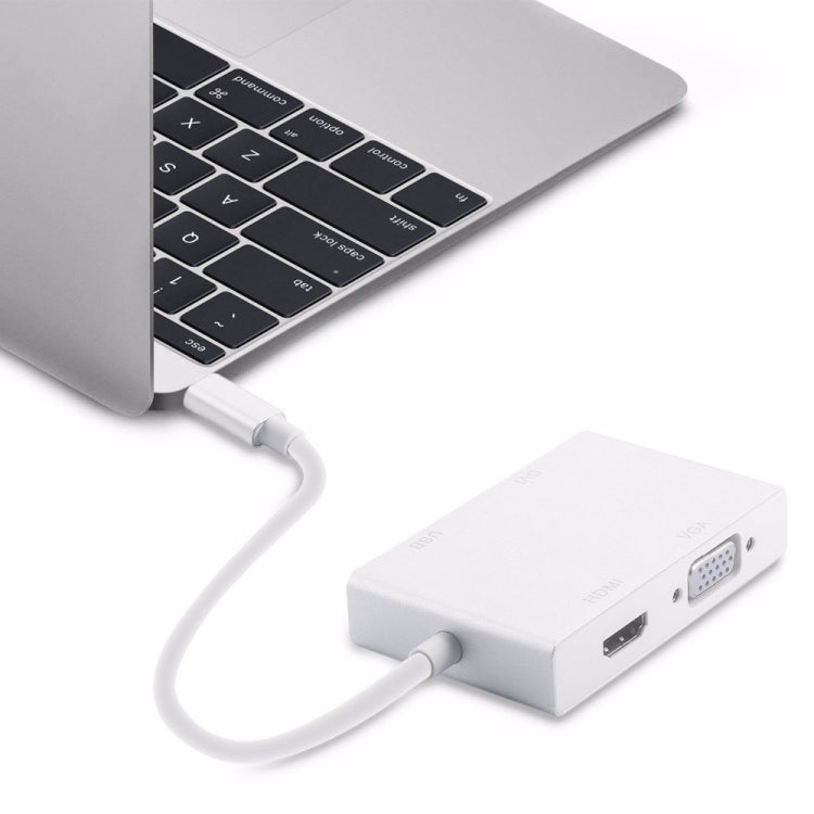 Кабель-адаптер USB 3.1 USB C Type C — HDMI, VGA, DVI, USB 3.0 4 в 1 для ноутбука Apple, Macbook, Google, Chromebook, Pixel