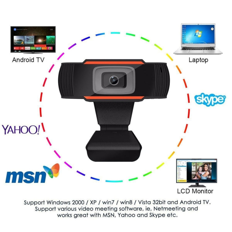 Веб-камера HXSJ A870 HD 480P с микрофоном для поглощения звука, микрофон для Skype для Android TV, вращающаяся компьютерная камера USB