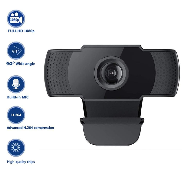 Веб-камера HD 1080P с мегапикселями, USB, датчиком CMOS и микрофоном для компьютеров и ноутбуков